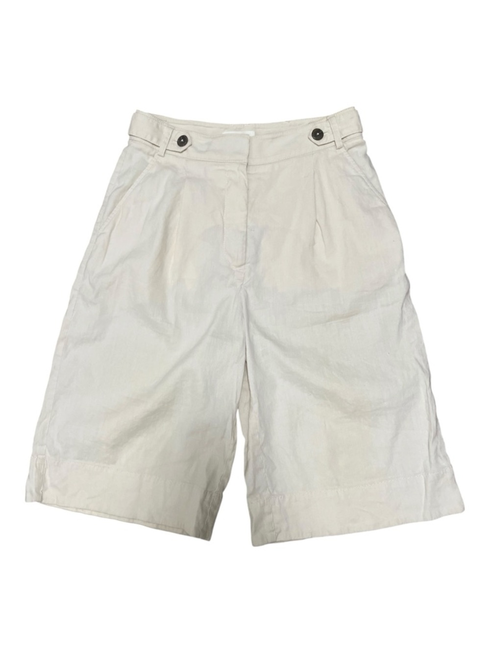 Anthropologie Cream Wide-Leg Bermuda Shorts